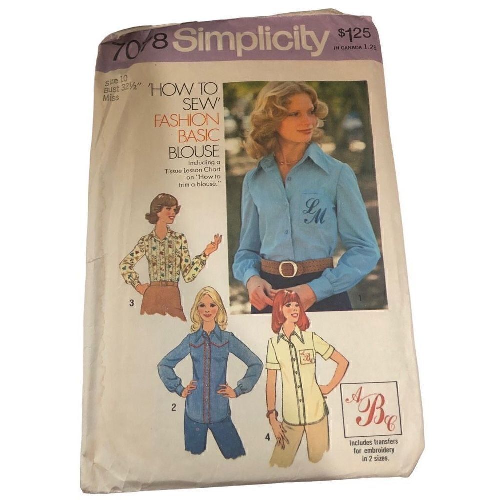 VTG Simplicity Womens Fashion Blouse Sewing Pattern Size 6-16 (see measurements